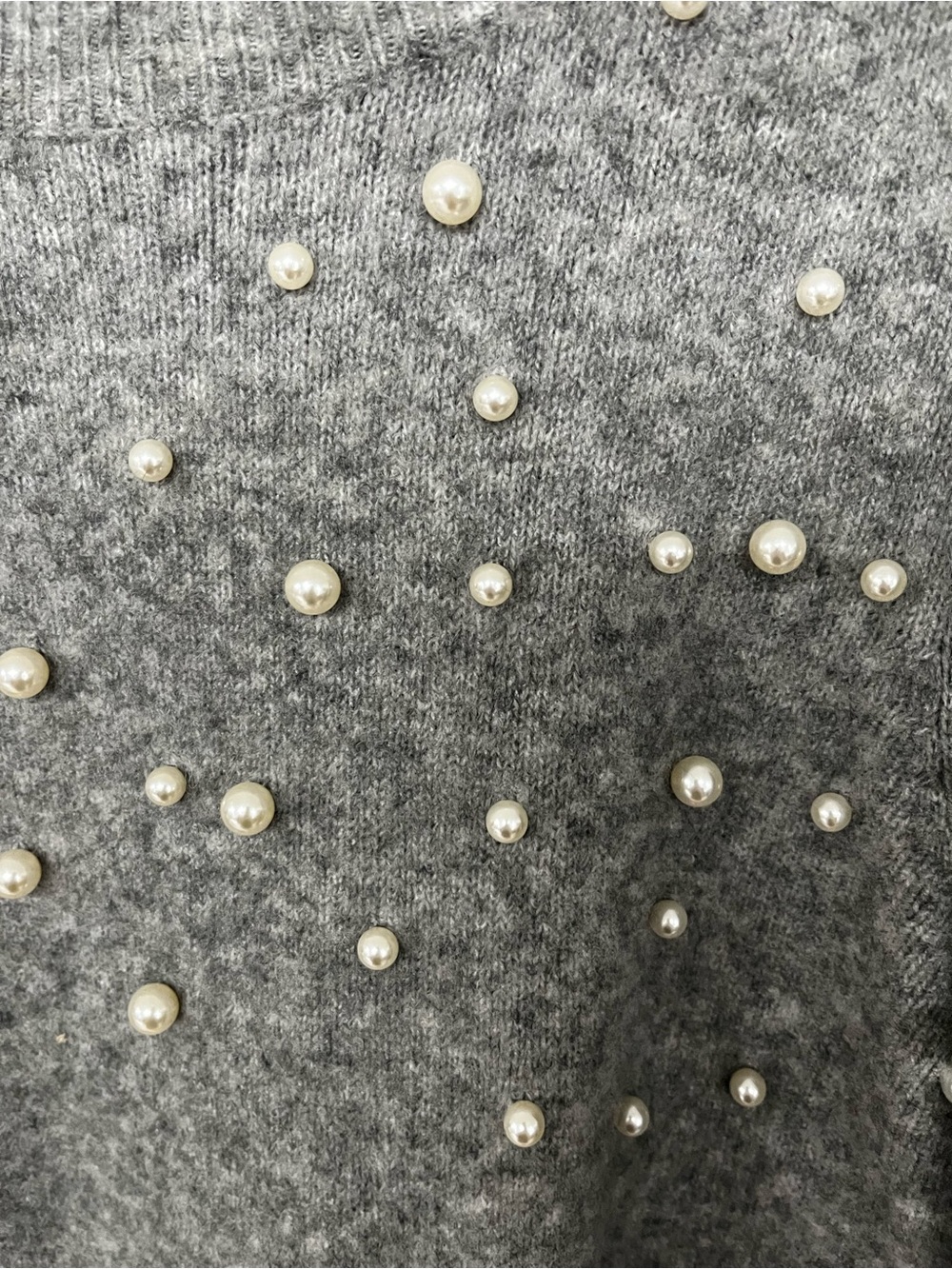 Ann Taylor Tall Grey Pearl-Embellished Knit Dress - Picture 5 of 5